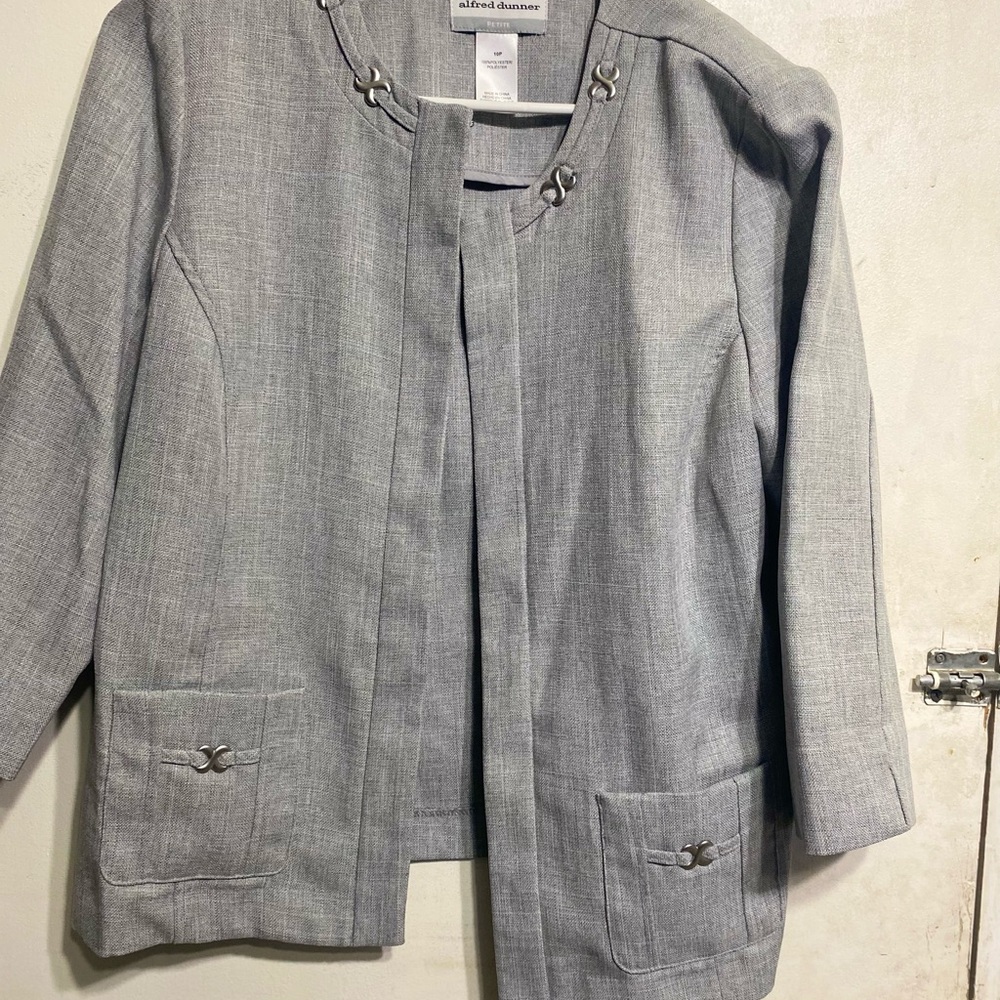 Alfred Dunner Light Gray Women's Blazer